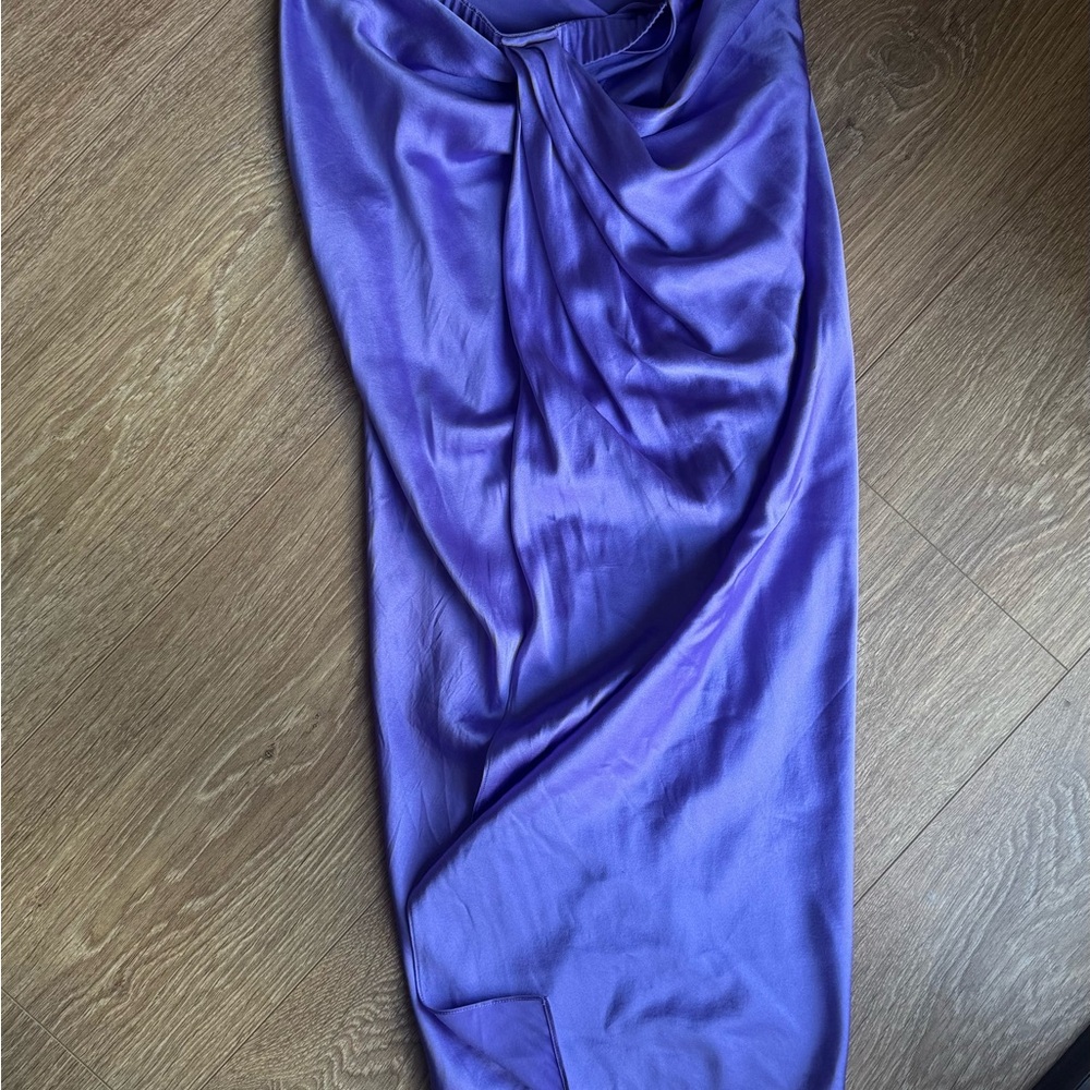 Helmut Lang Purple Maxi Wrap Skirt with Ruched Tie Front